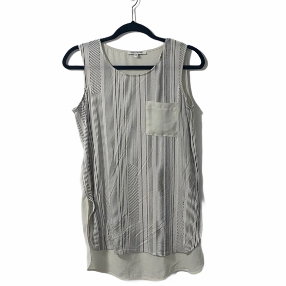 Rose + Olive White & Black Striped Dressy Tank SML - Picture 1 of 7